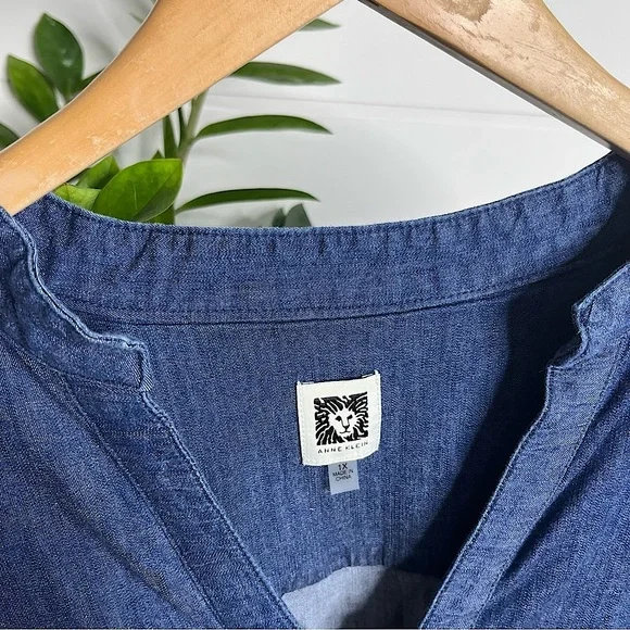 Anne Klein Women’s Zipper Denim Shift Dress Plus Size 1X - Picture 9 of 10